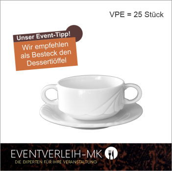 Suppentasse 0,26l mit Untertasse - (Weiss mit Muster)